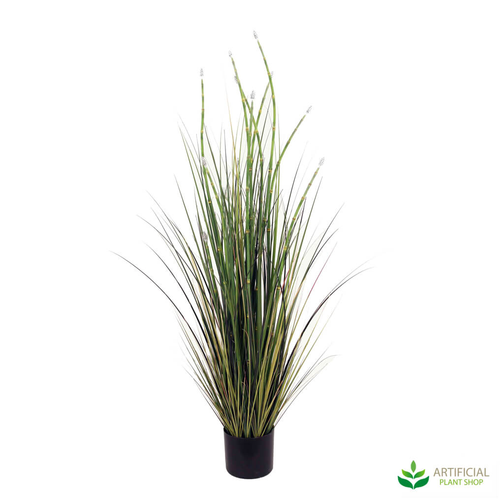 Faux potted grass plant