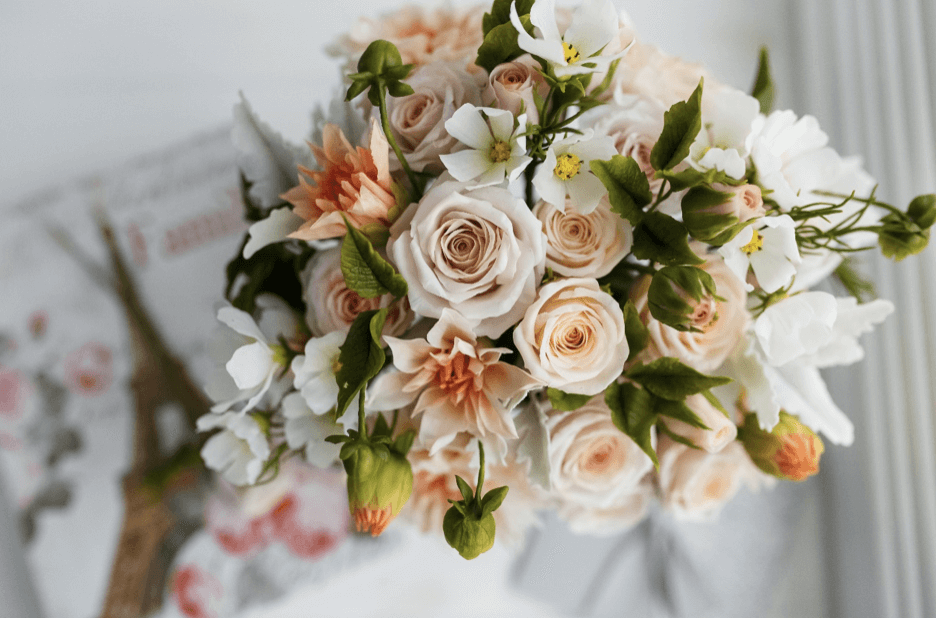 bouquet of mixed faux flowers