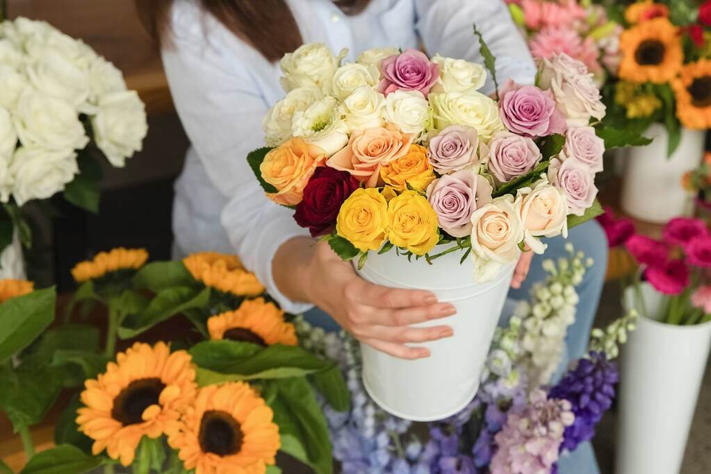 bouquet of faux flowers