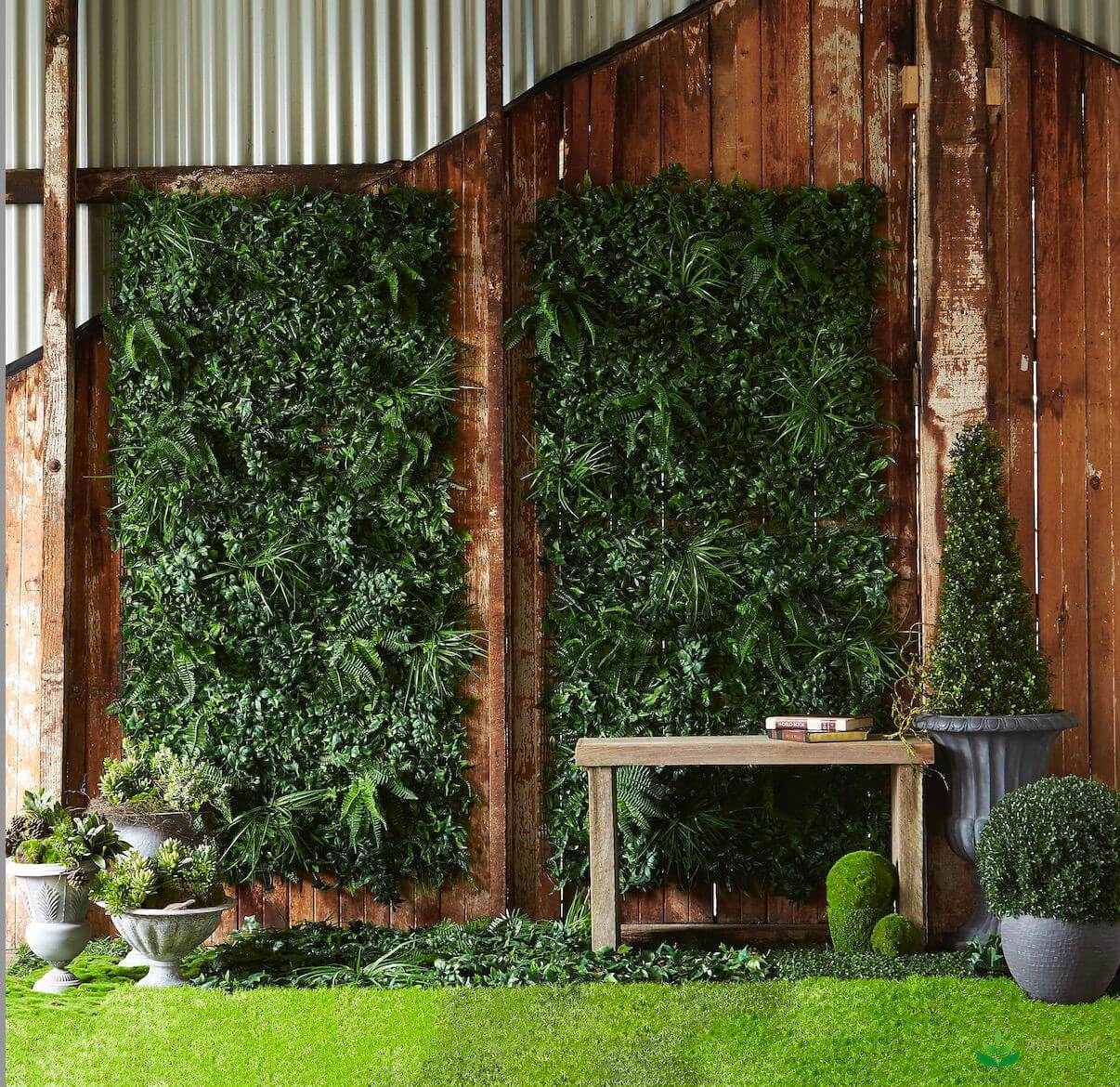 fake green wall in situ