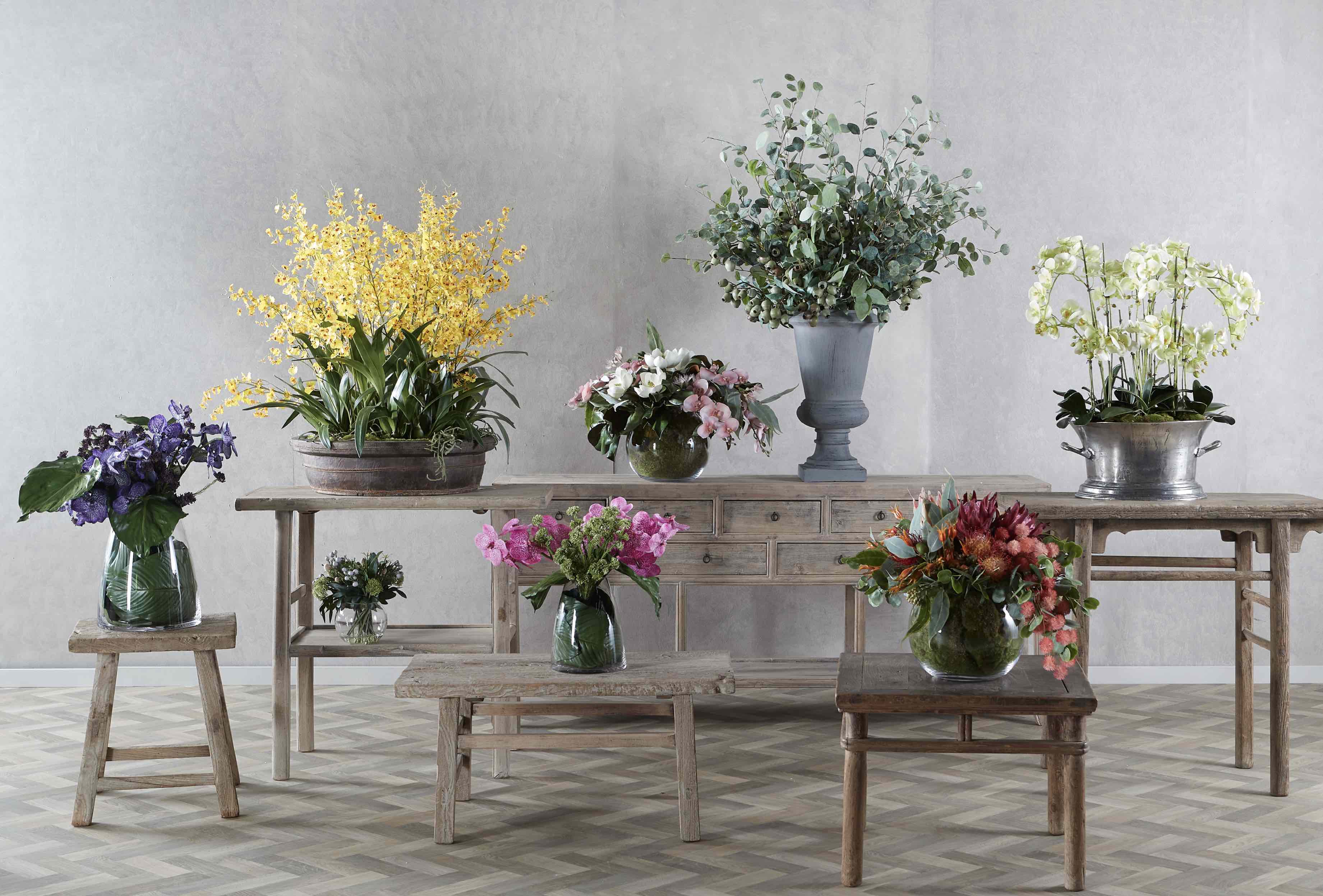 collection of artificial flower arrangements