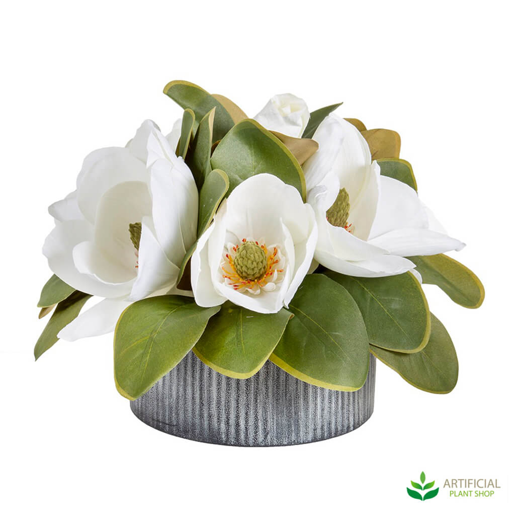 Artificial Magnolia Flowers in Iron Style Pot