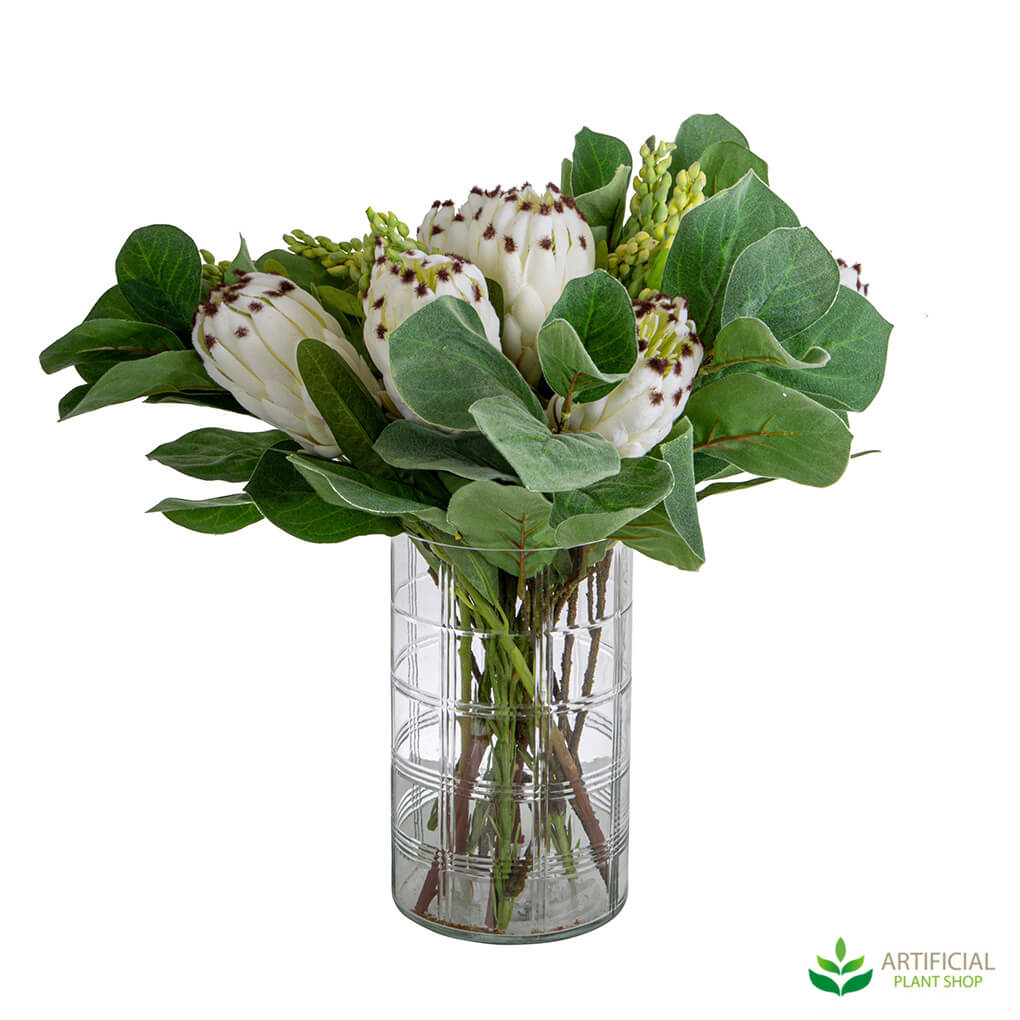 White Protea artificial flower arrangement